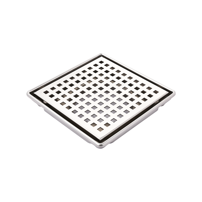 SZ119-20 200x200mm 1.2mm Épaisseur finition polie miroir drain de carrelage en acier inoxydable avec couvercle amovible et siphon ABS