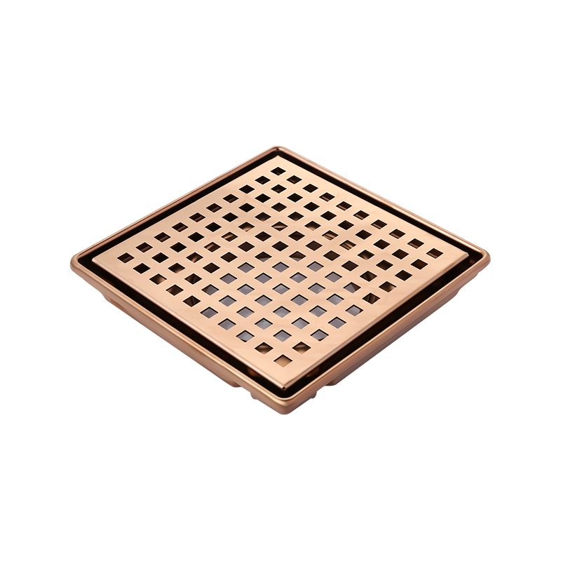 SZ119-20RG 200x200mm 8" x 8" finition or rose brillant finition or rose drain de carrelage en acier inoxydable avec couvercle amovible et siphon ABS