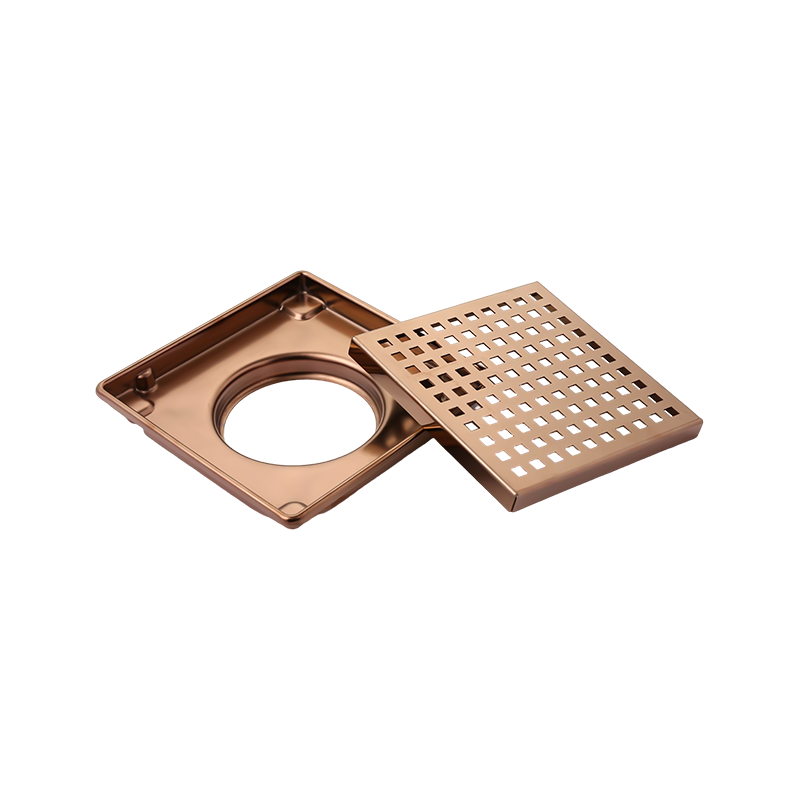 SZ119-20RG 200x200mm 8" x 8" finition or rose brillant finition or rose drain de carrelage en acier inoxydable avec couvercle amovible et siphon ABS